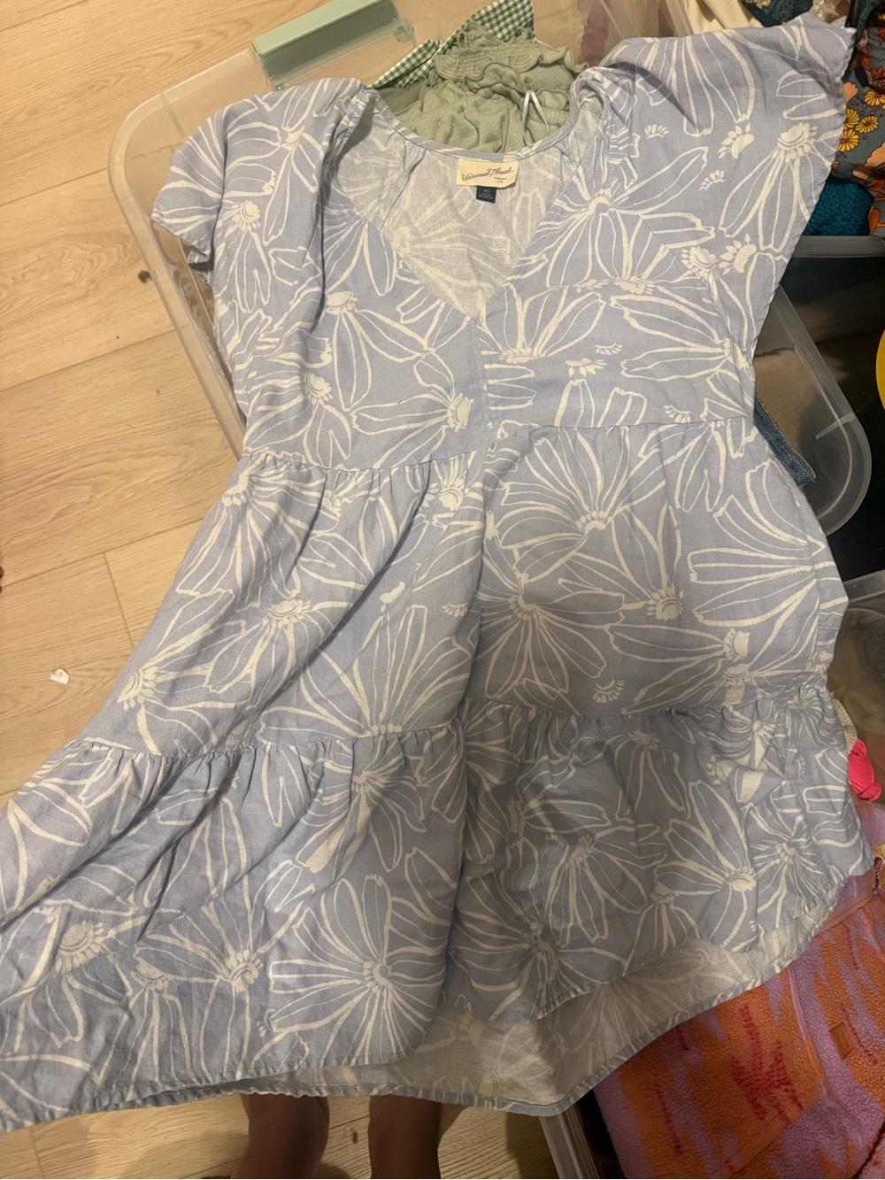Universal Thread Light Blue Floral Tiered Dress